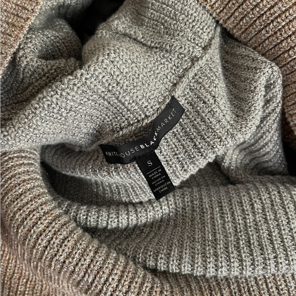 WHBM Metallic Silver to Rose Gold Ombré Cowl Neck Sweater - Picture 15 of 16